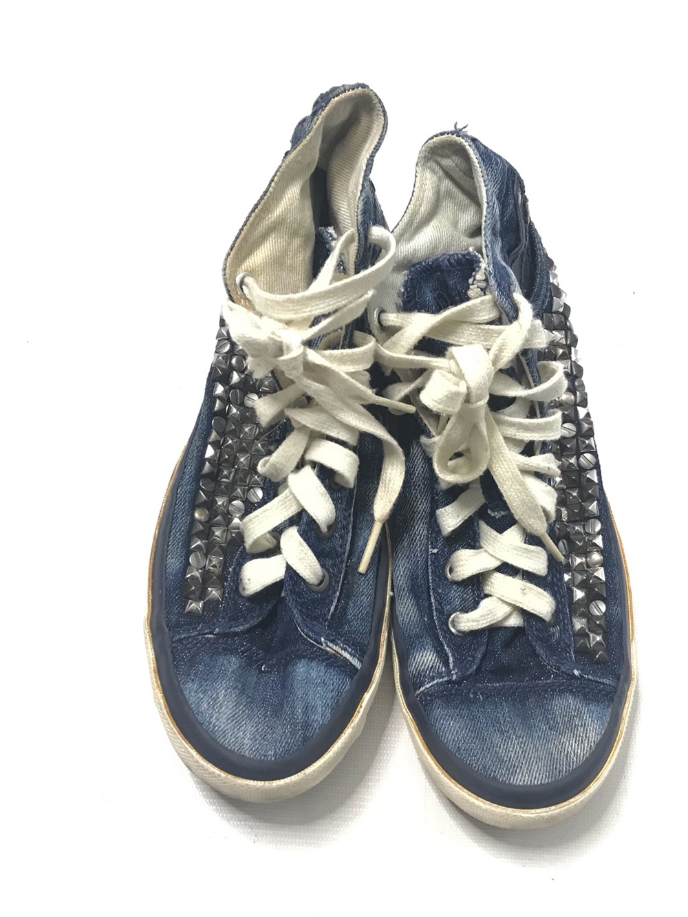 Diesel Exposure IV Women’s Size 8.5 Blue Denim Trainers High Tops Sneaker Shoe - Picture 3 of 6